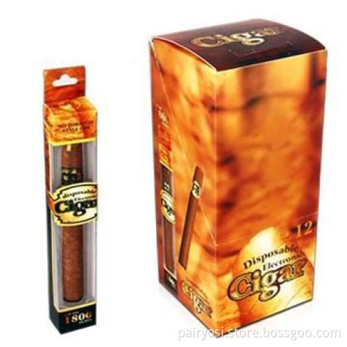 E-cigar, 1,800 puffs with soft nozzle, color box with display box packing